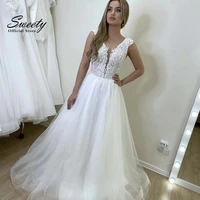 simplicity wedding dress embroidered lace on net with beach gowns o neck sleeveless vintage a line bride button vestido de novia