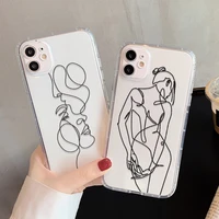 abstract line face phone case for iphone xr case soft silicone cases for iphone 12 13 11 pro xs max se 7 8 6s plus x mini cover