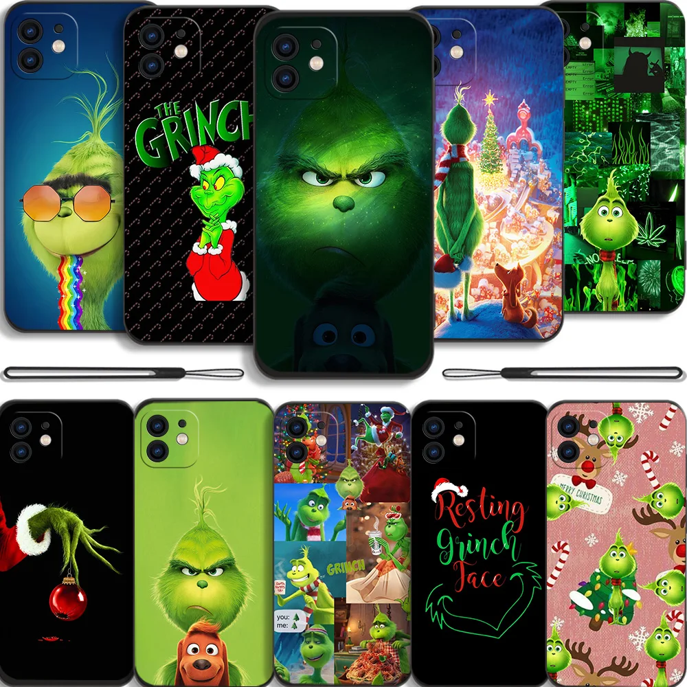 

Christmas green monster Phone Case For Samsung Galaxy S23 S22 S21 S20 Ultra Plus FE S10 4G S9 Note 20 10 9 Plus With Lanyar