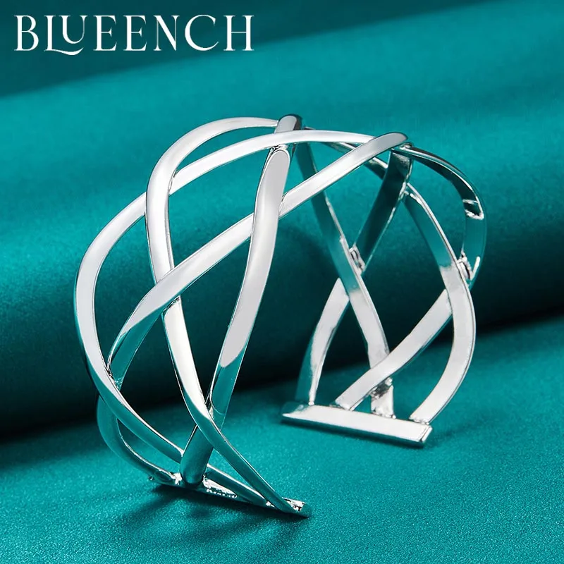 

Blueench 925 Sterling Silver Wide-Faced Hollowed Out Bracelet Suitable For Women'S Wedding Party Fashion Charm Jewelry