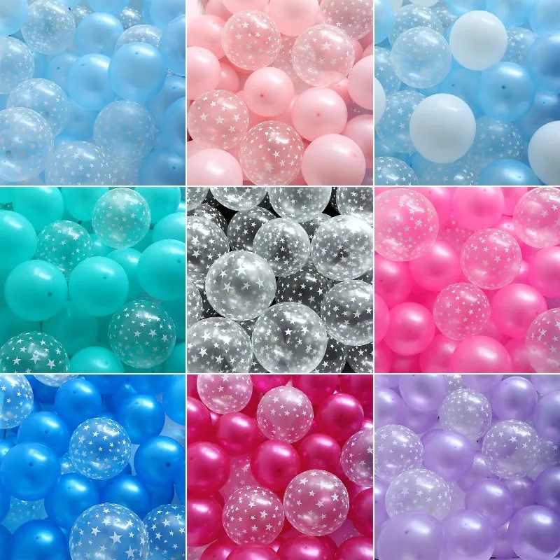 

10/20/30pcs 12inch Pink Latex Balloons Transparent Stars Ballon Happy Birthday Party Wedding Baby Shower Decor Supplies Globos