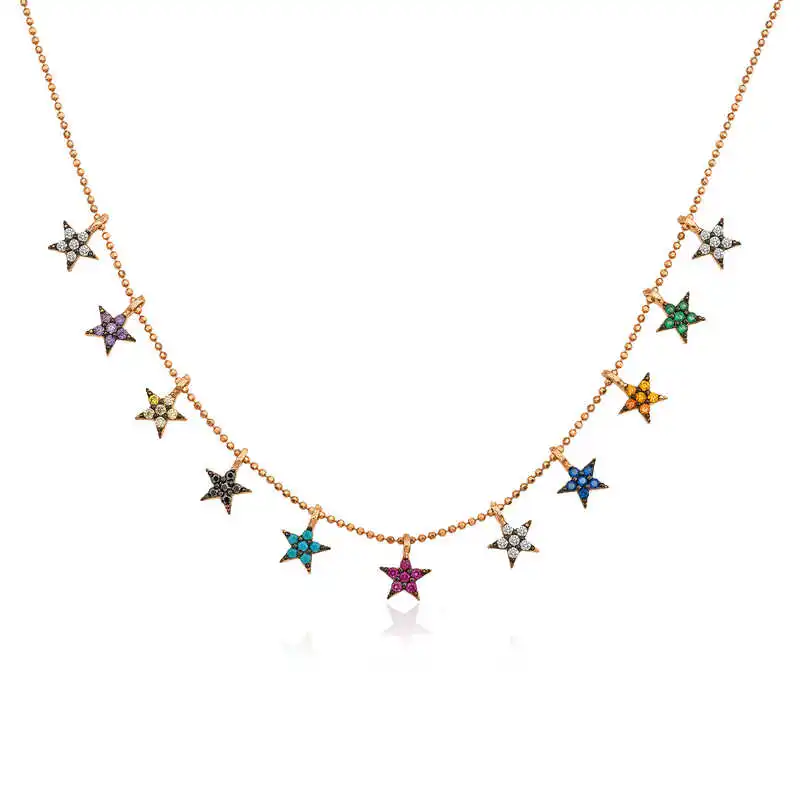 

Tevuli 925 Sterling Silver Colorful Stars Lady Necklace