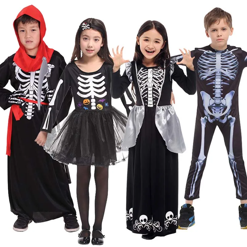 

Halloween Ghost Skeleton Costume Kids Skull Skeleton Scary Zombie Suit Cosplay Carnival Party Dress Up