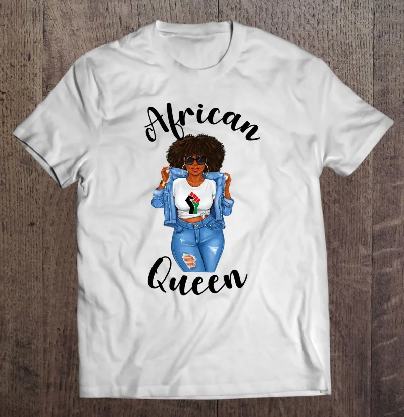 

Футболка Wo men s с Африканской королевой, черная, Power Em power, Мужская футболка с кулаком, стиль афро волос, футболка для мужчин, топ в стиле Харадз...