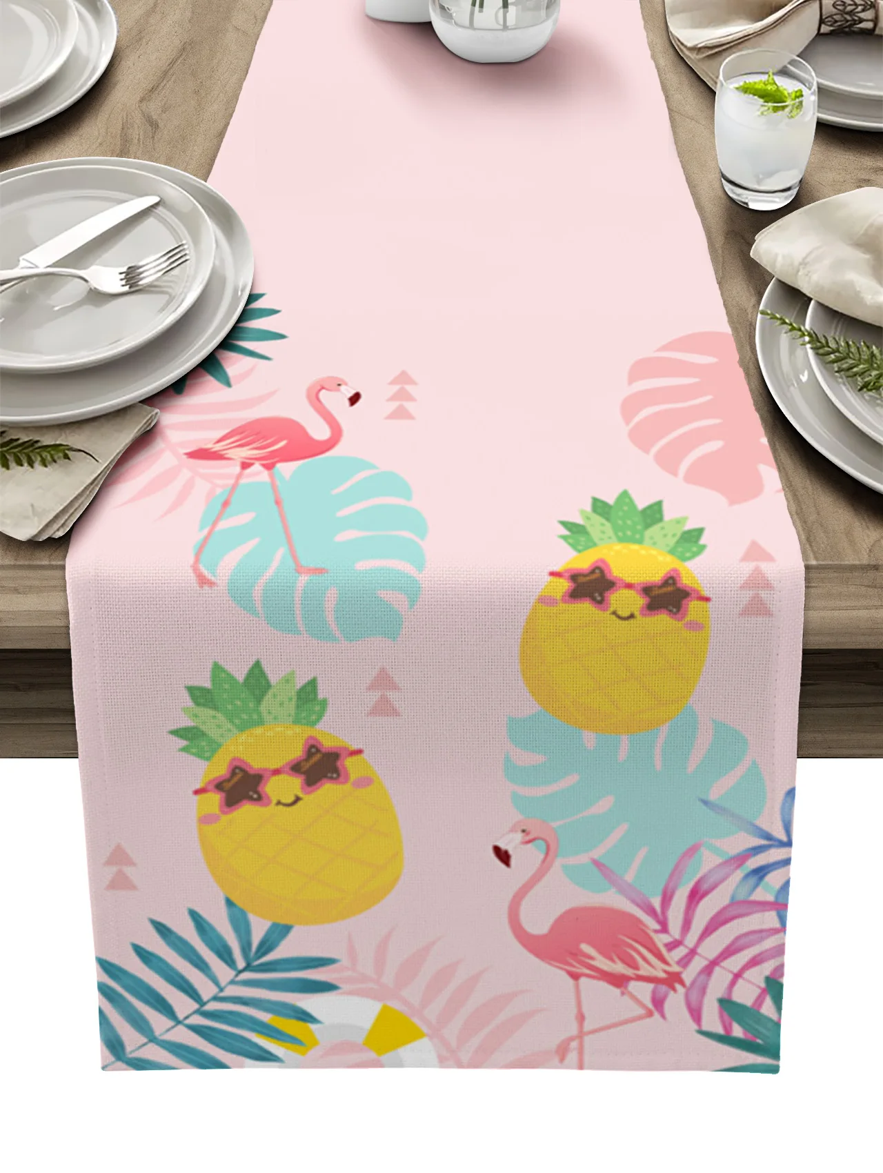 

Leaf Flamingo Flower Pineapple Luxury Wedding Decorations Home Party Tablecloth Cafe Table Decor Table Runners for Home Kitchen