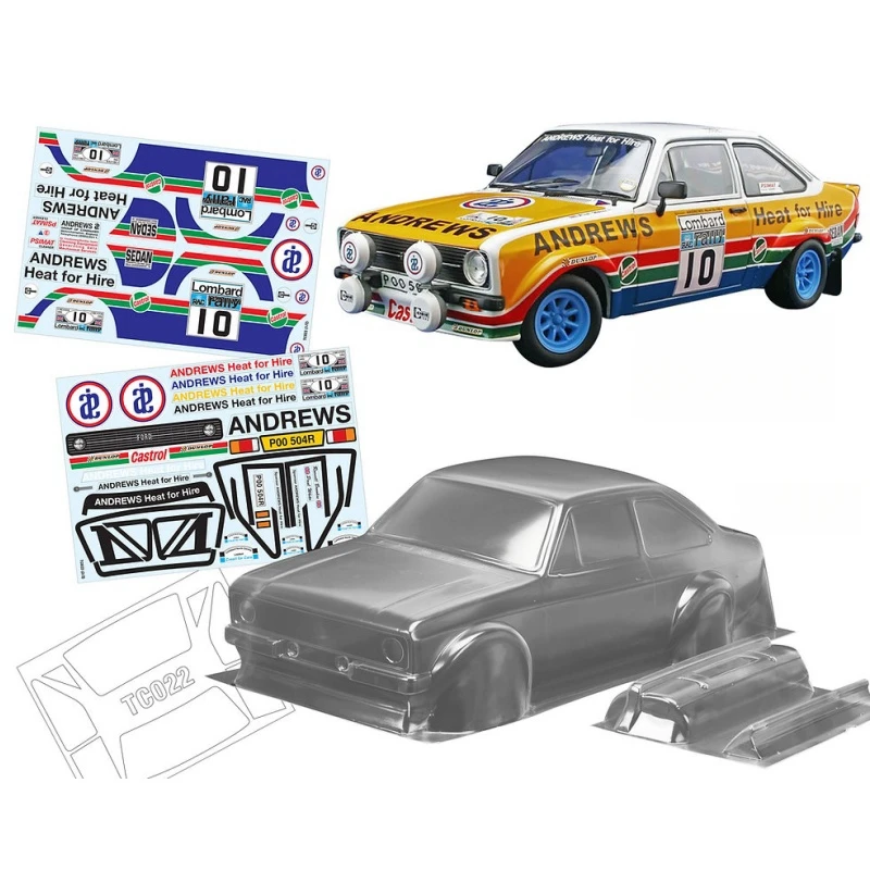 1/10 Ford Escort MK2 прозрачный кузов Lexan с задним спойлером и наклейкой лист подходит для