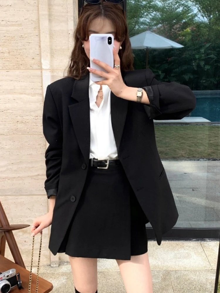 Женский костюм в стиле преппи Новый однобортный пиджак и юбка комплект из двух