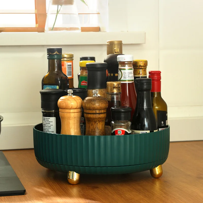 

Large Storage Box 360 Degree Rotating Cosmetic Desk Storage Lotion Display Case Spice Storage Rack Organizer Kitchen Jar Holder