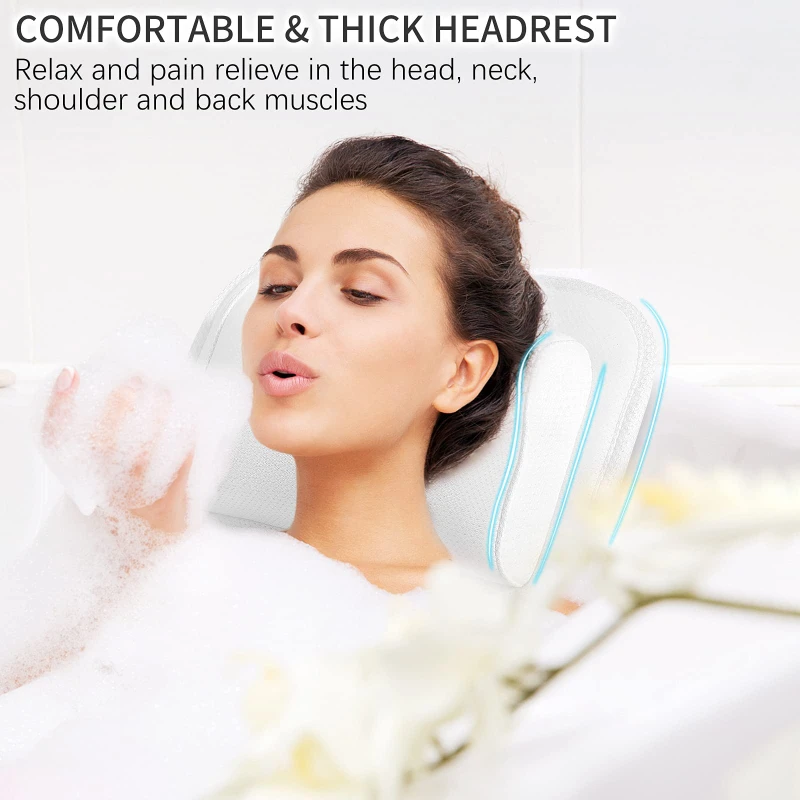 

Full Body Bath Pillow Luxury Bathtub Mats with Non Slip Suction Cups, Quick Drying 50" x 50" inch - White