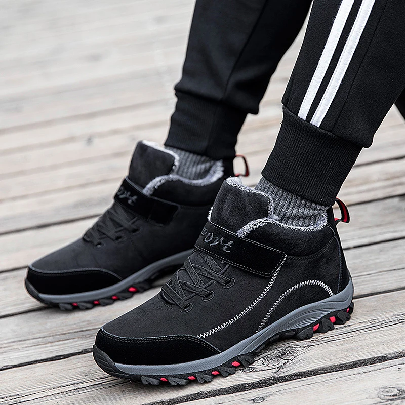 

SOLI2 Winter Men Ankle Snow Boots Plush Warm Walking Hard-Wearing Male Shoes Outdoor Fashion High Cotton Shoes S13110-S13115