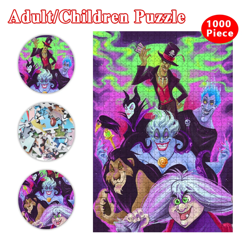 

300/500/1000 Pieces Disney Villains Puzzle for Adults Child Brain Challenge Game Disney Cartoon Educational Jigsaw Puzzles Toys