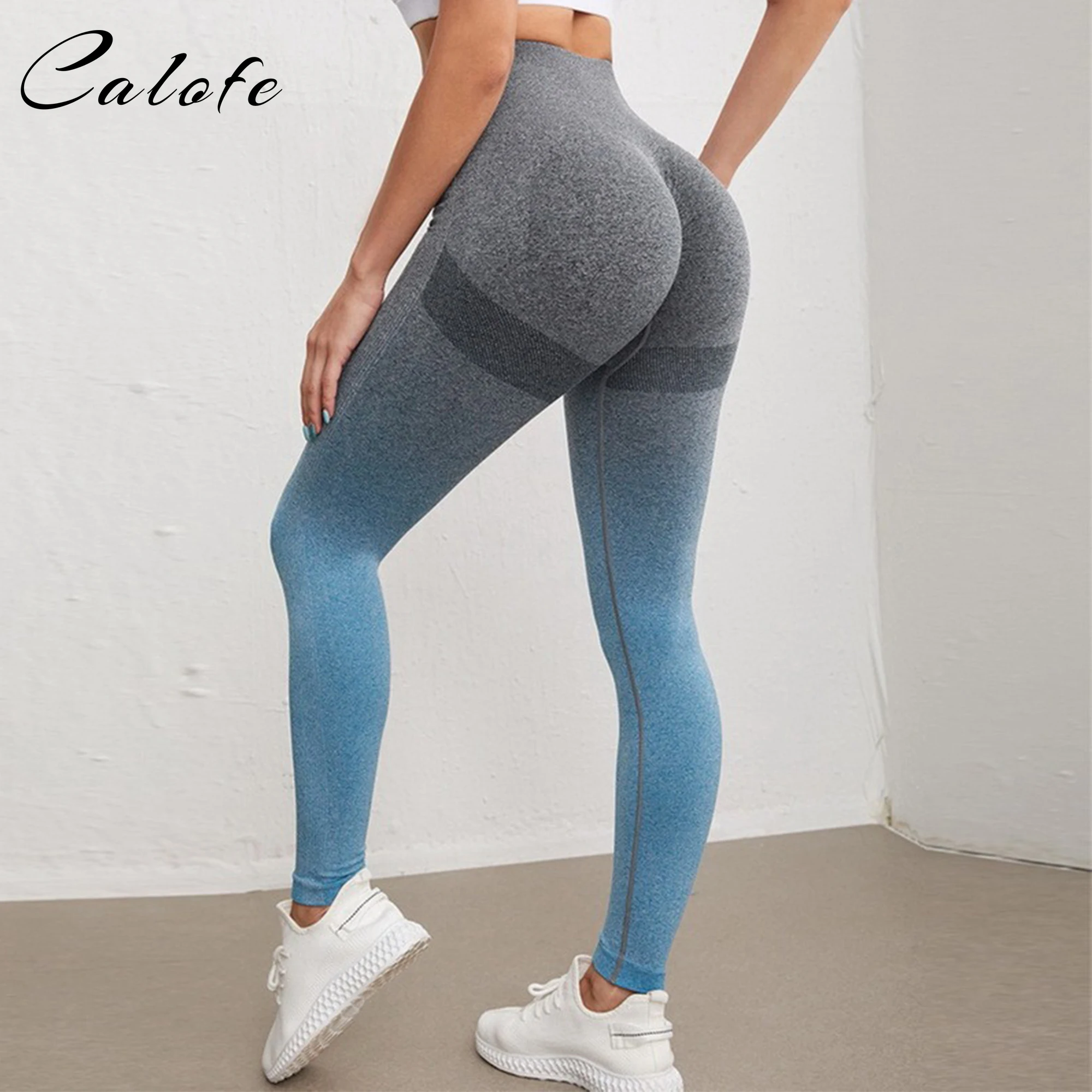 

Women Gradient Color Yoga Leggings Workout Sports Trousers Running Fitness Gym Leggings Hip Lifting Pants