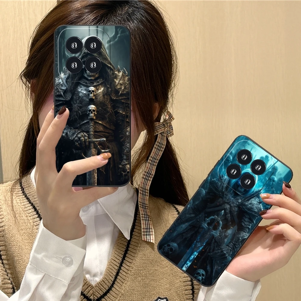 Чехол для мобильного телефона с изображением черепа воина рыцаря Xiaomi 14 13 12 11 10 9 T