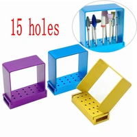 15 holes dental lab drill holder block for 2 35mm shank low speed straight handpiece burs polisher autoclave disinfection box