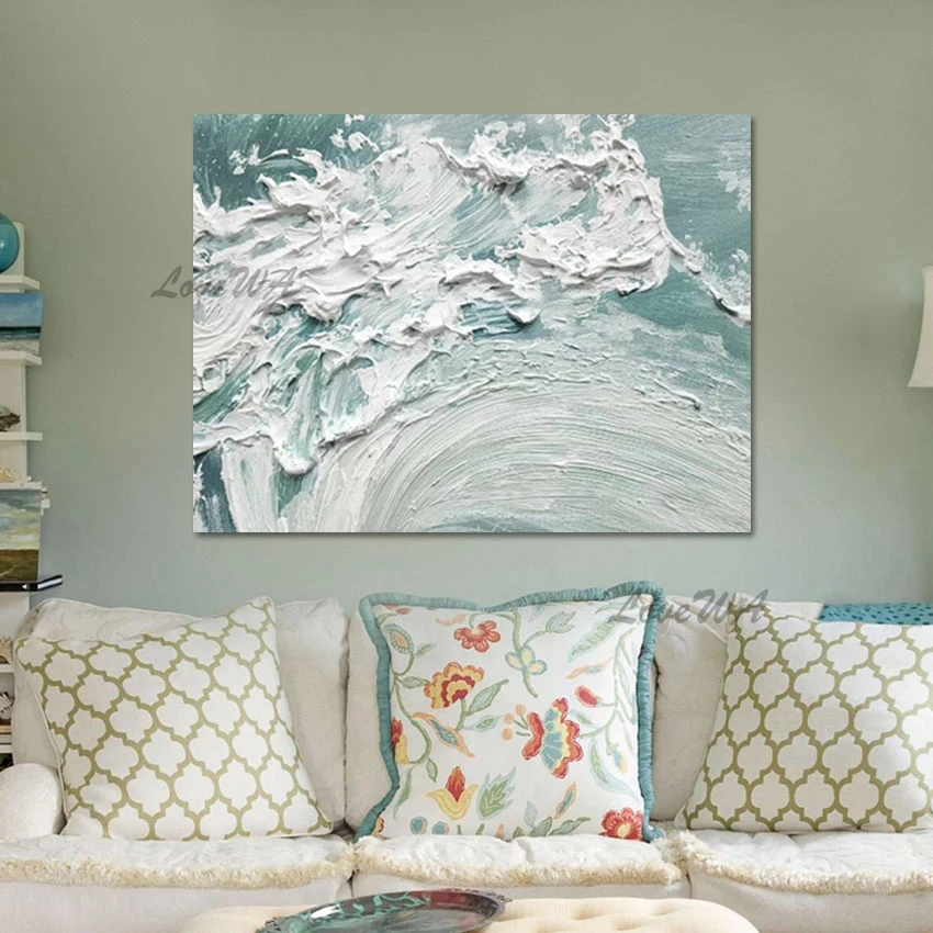 Картина с морской волной акриловый настенный декор абстрактная палитра нож
