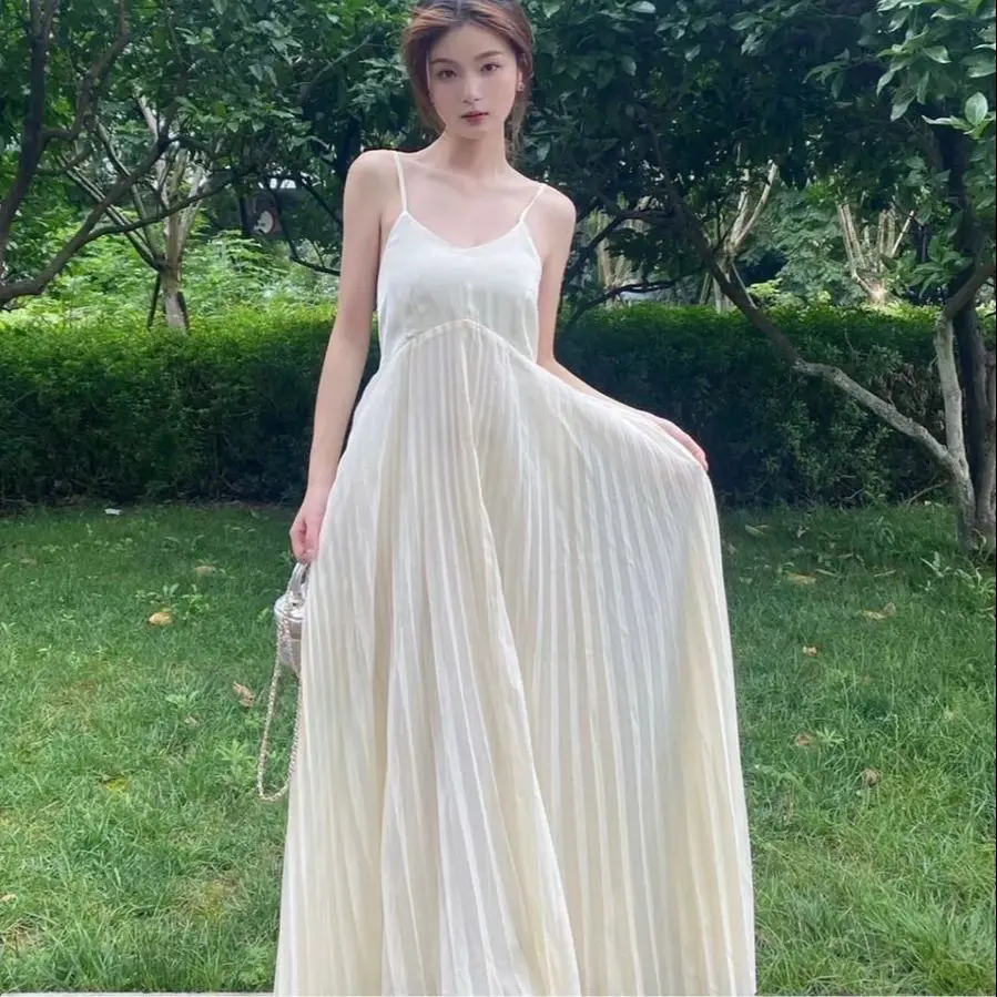 

French Fairy Loose Casual Long Dress Women's 2023 Summer Strap Dress