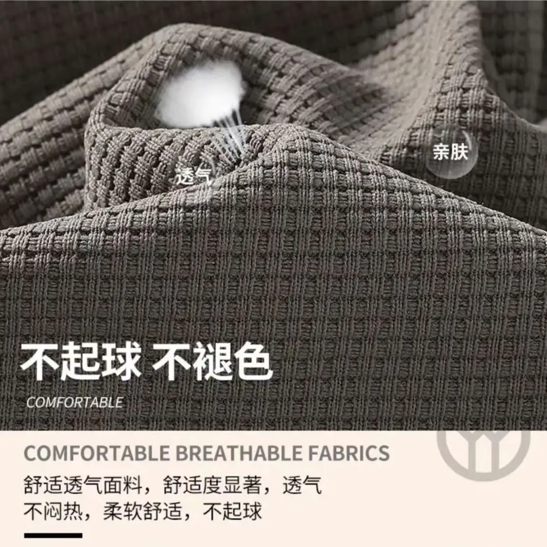 2023Summer New Short-Sleeved Suit Waffle Comfortable Breathable Round Neck Polo T Shirt+Five-Point Sports Shorts Casuals Suit