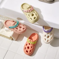 2022 summer new women sandals indoor household slippers candy color cool slipper chain hollowed out lovers men eva home slipper
