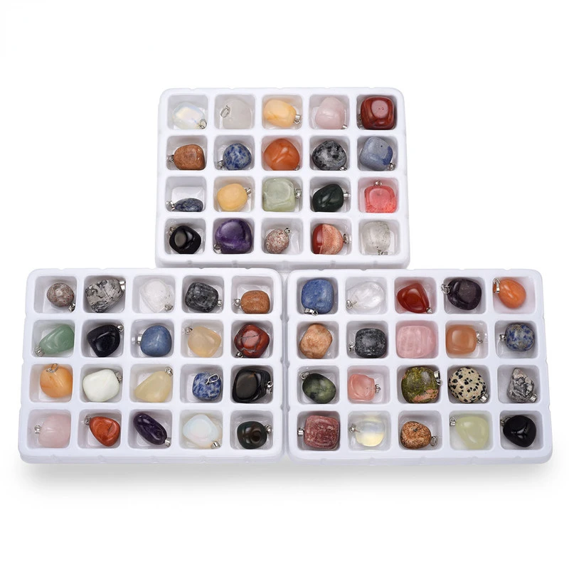 

Mineral Rock Tumbled Gemstone Meteorite Fragment Healing Energy Crystal Beads Pendant Necklace Collection Random 20 Pcs