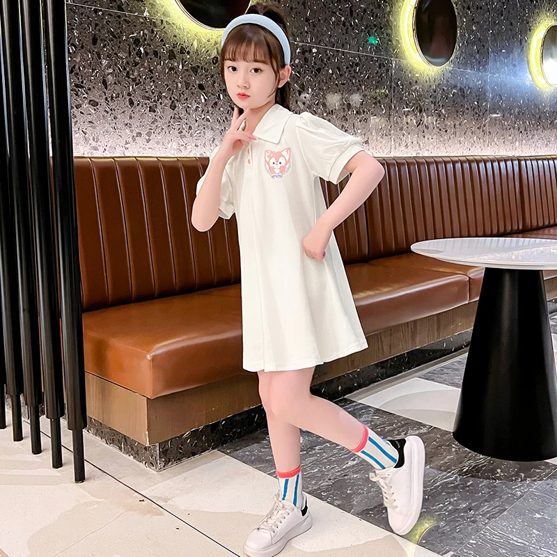 Однотонное летнее женское платье с мультяшной лисой короткая юбка для тенниса