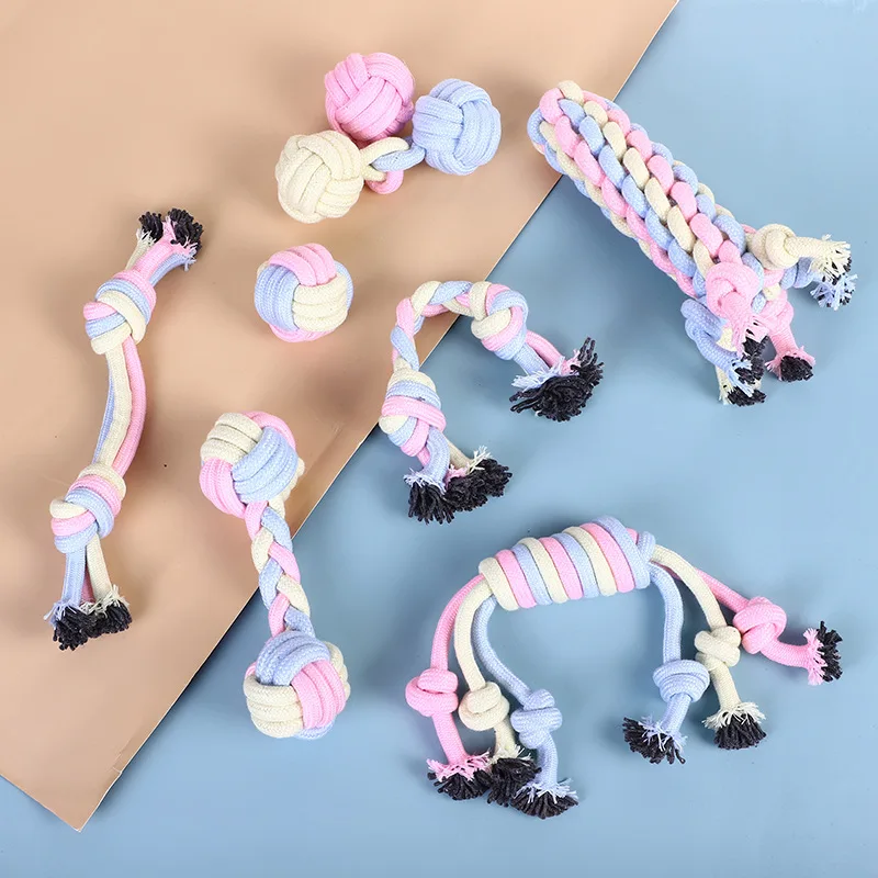 

Pet Toy Macaron Cotton Rope Toy Bite-resistant Molar Interactive Pet Supplies