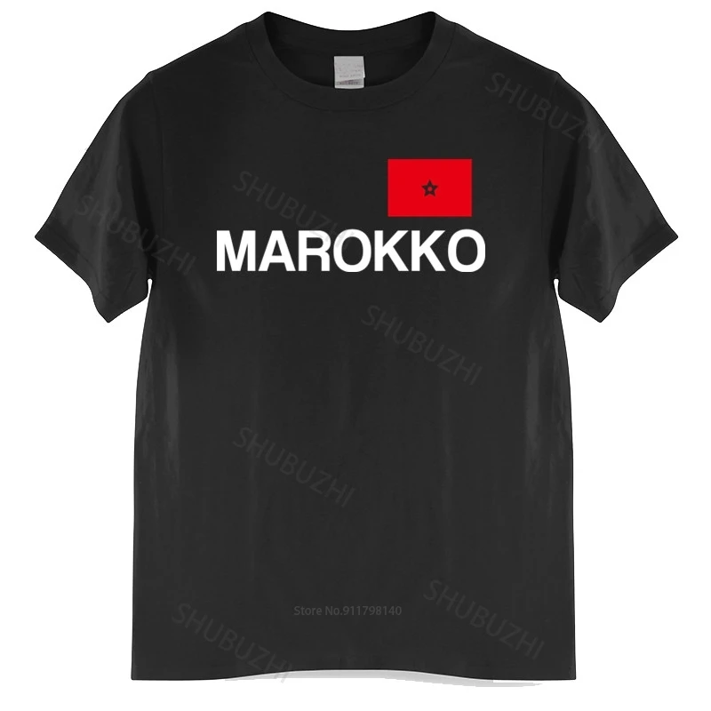 

Cotton Tshirt Men Crew Neck Tops Novelty Cartoon T Shirt MOROCCO T-Shirt with Flag Print Cotton Brand T-shirt