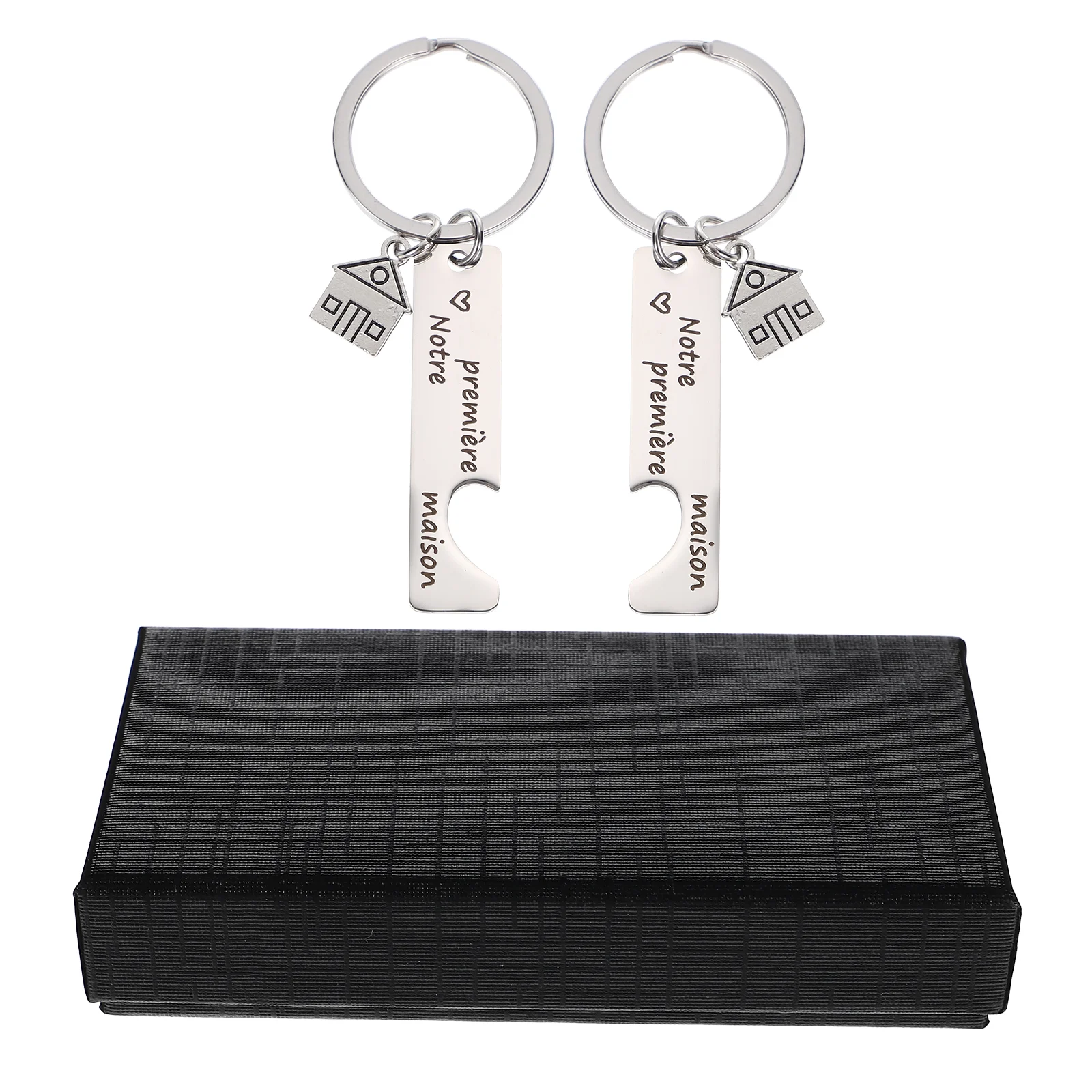 

2pcs Housewarming Theme Keychain Stainless Steel Key Rings Pendants Key Chains