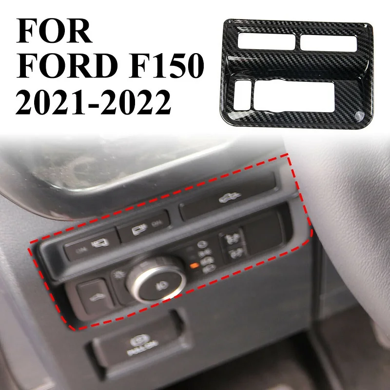 For Ford F150 F-150 2021 2022 Side Console Switch Button Panel Trim/Central Control Button Cover Trim ABS Carbon Fiber