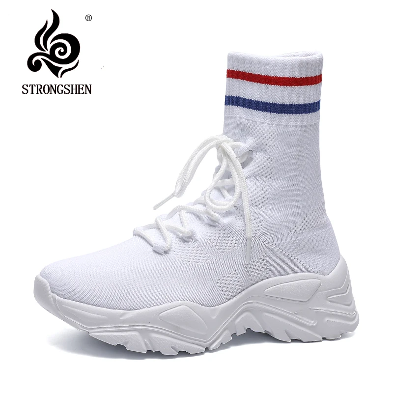 STRONGSHEN Women's Shoes Couple Flying Woven Socks Shoes Non-slip Wear-resistant Comfortable Light Bottom