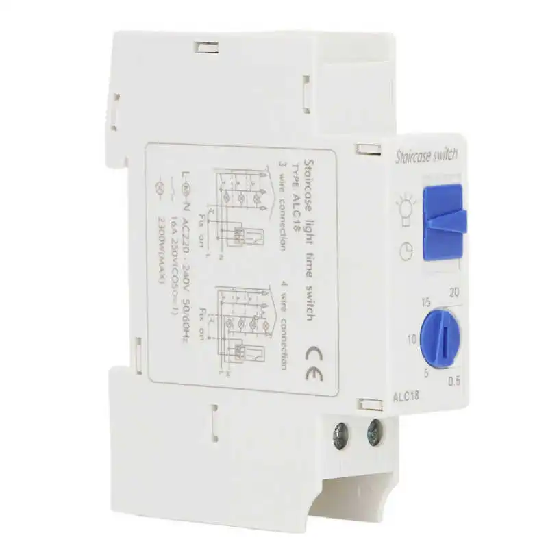 

Time Control Switch Mechanical Timer Switch DIN Rail Mounting 220‑240VAC 16A 0.5‑20min ALC18