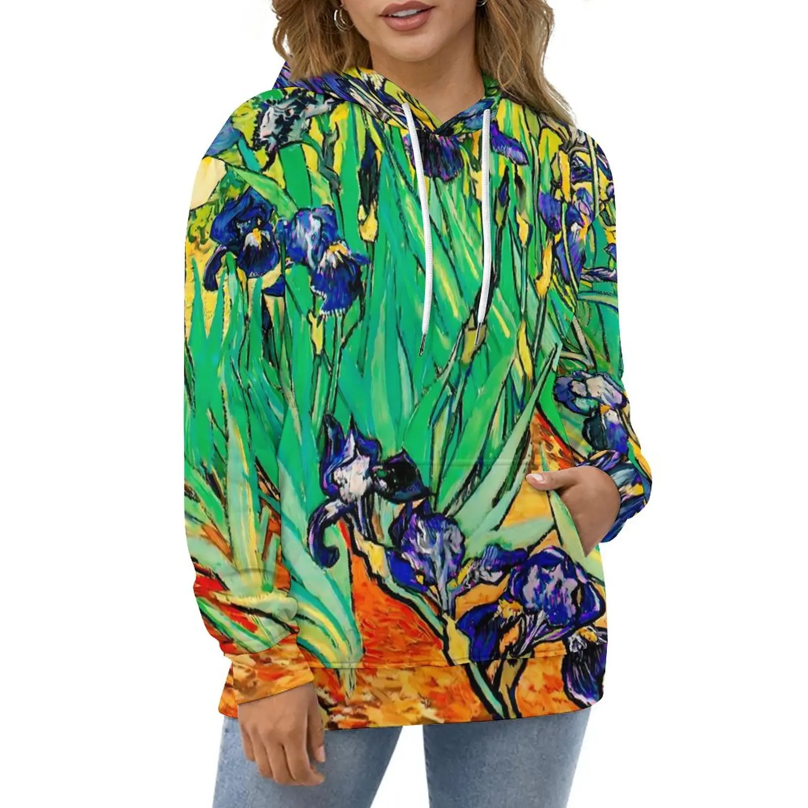 

Van Gogh Casual Hoodies Irises Purple St Remy Y2k Custom Loose Hoodie Autumn Long-Sleeve Streetwear Oversize Clothes