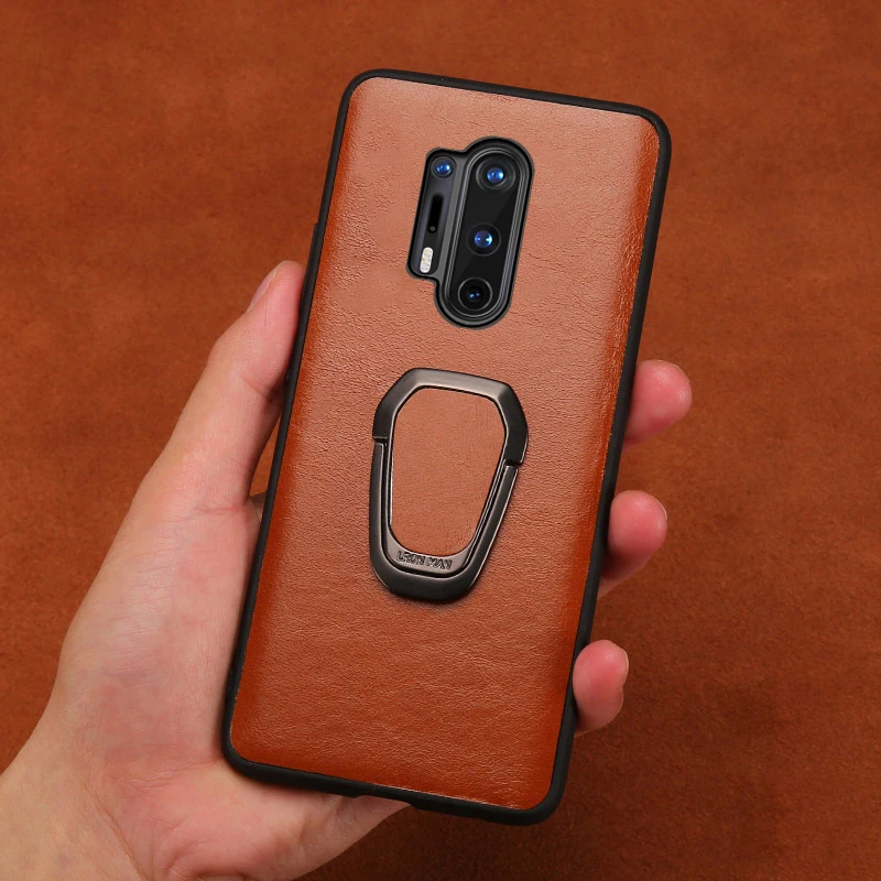 Leather bracket phone case For Oneplus 8 8Pro 7 T Pro 6 6T 8T 9 Shockproof cover One Plus 6T 7T 5T Protective with ring stand