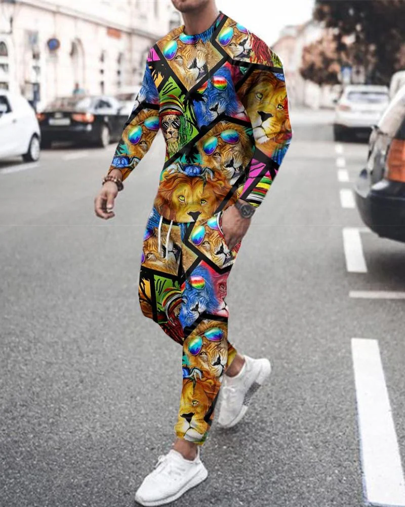 

2022 New Summer Oversized Sweatshirt Sweatpants Men's Pants Suit Street Sportswear men's 3D Printing Trend Long-sleeved T-shirt