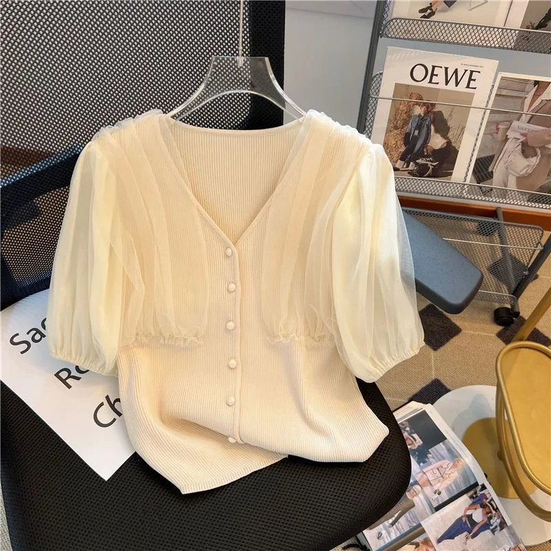 Женский трикотажный кардиган однотонный винтажный свитер в Корейском стиле с