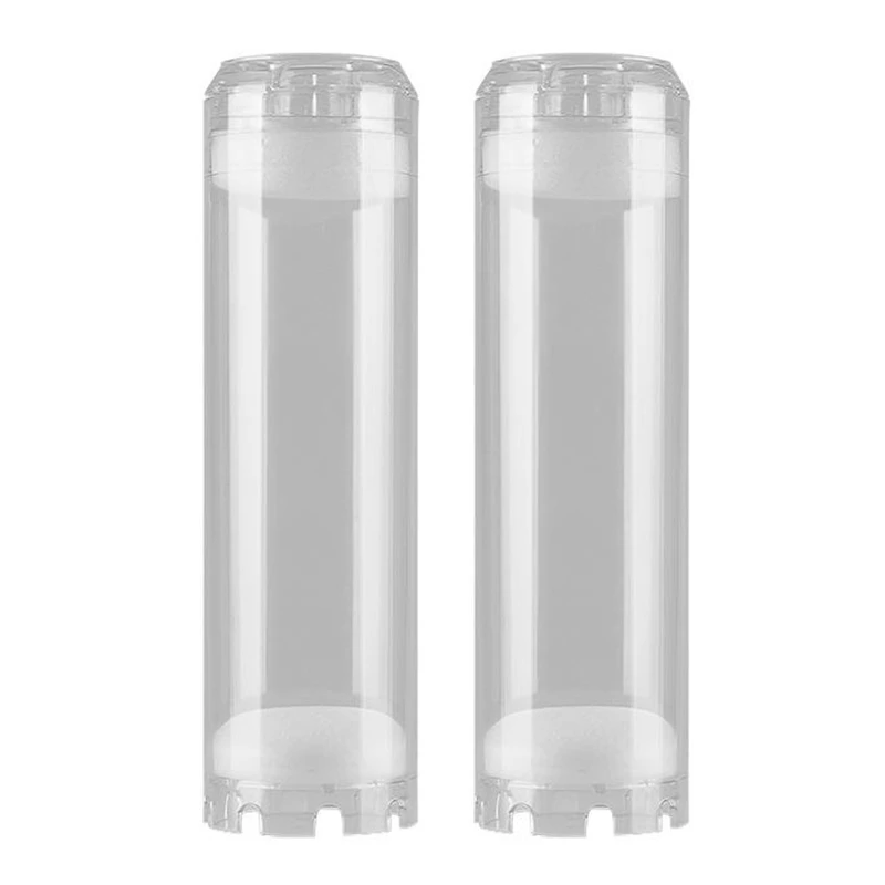

2X 10-Inch Reusable Empty Clear Cartridge Water Filter Housing Various Media Refillable