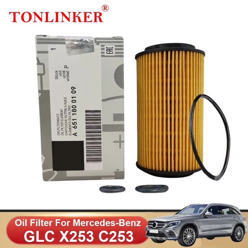 Масляный фильтр TONLINKER A6511800109 для Mercedes Benz GLC X253 C253 2015 2016 2017 2018 2019 GLC 220d 250d 4matic, дизельные модели, автомобильные аксессуары