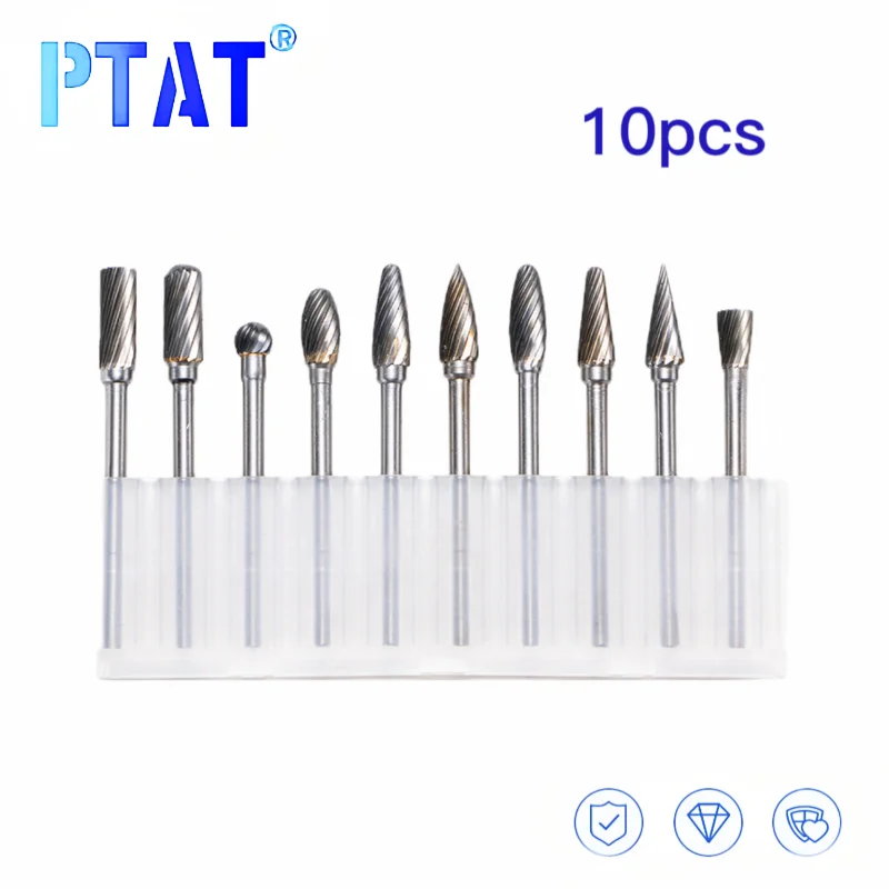 

10pcs 3X4mm Shank Drawing Tungsten Carbide Milling Cutter Rotary Tool Burr Double Rotary Dremel Metal Wood Electric Grinding
