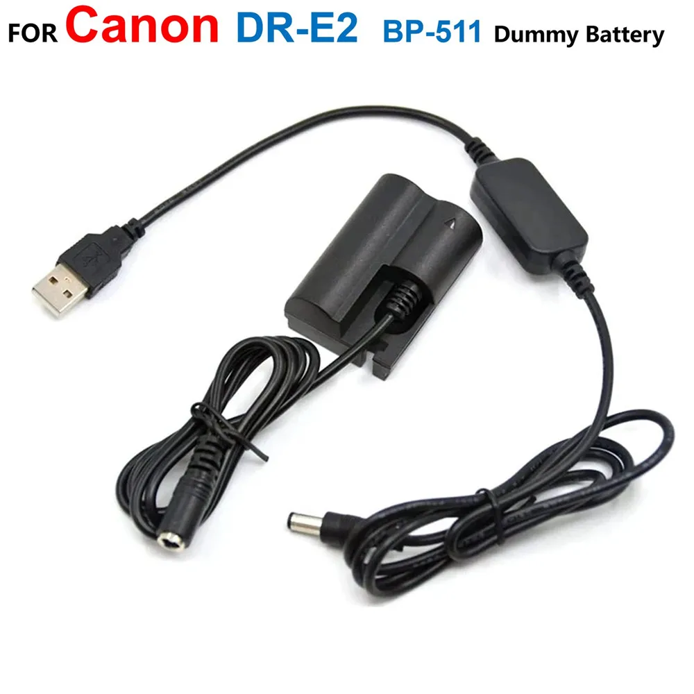 

DR-E2 DR-400 Coupler BP-511 Dummy Battery+ACK-E2 Adapter Power Bank USB Cable For Canon EOS 5D 10D 20D 20Da 30D 40D 50D D30 D60