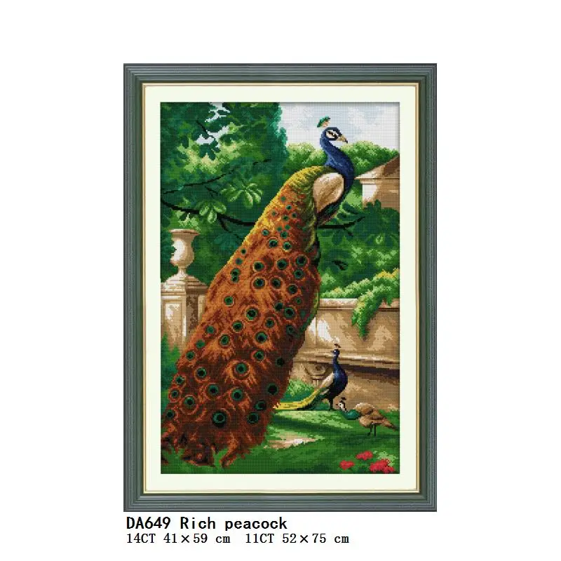 

Joy Sunday Rich Peacock Cross Stitch Aida 14CT 11CT Count Canvas Print Fabric Needle Thread Embroidery Kit Home Deco Gift