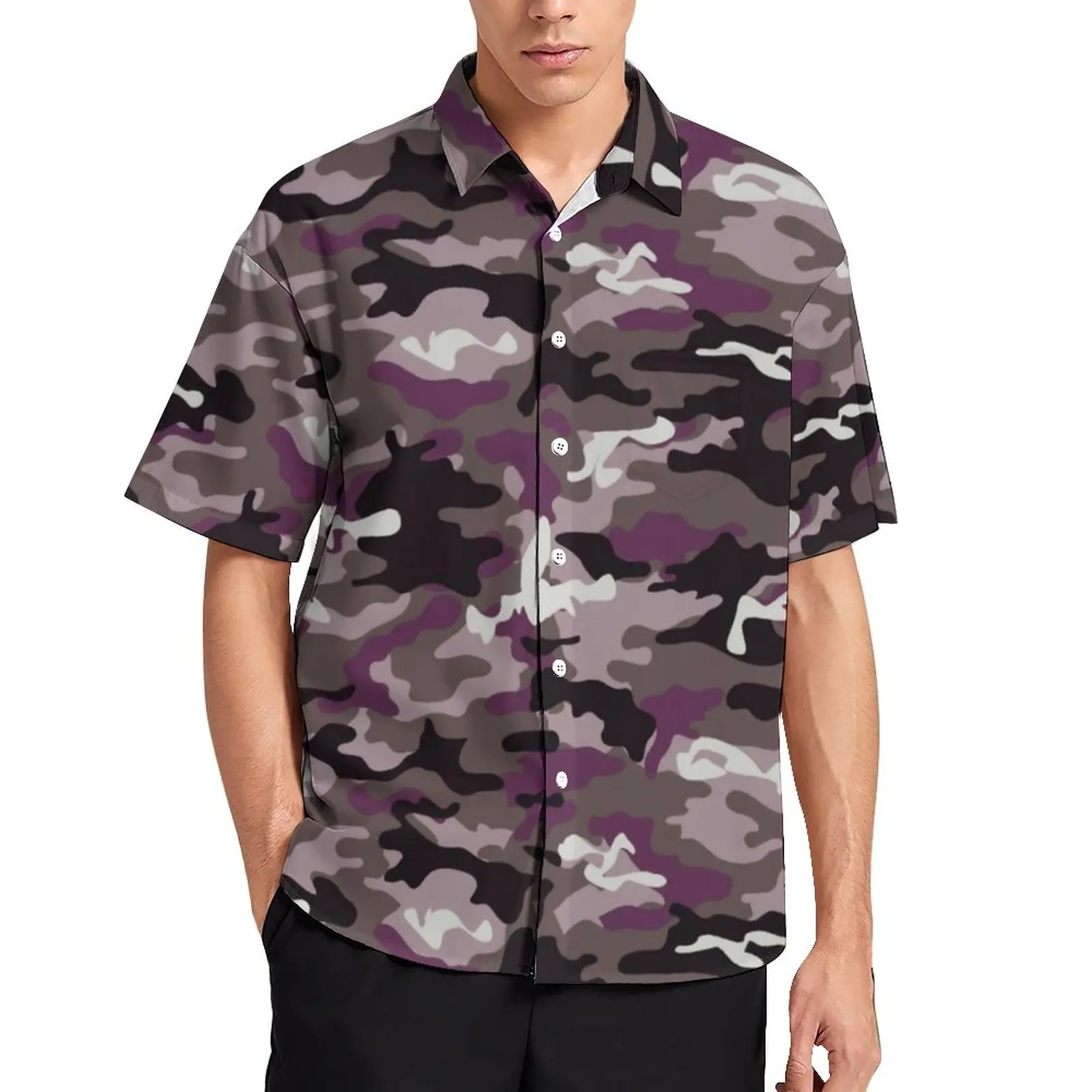 

Night Hunter Camouflage Casual Shirts Abstract Camo Print Beach Shirt Summer Stylish Blouses Male Print Plus Size 3XL 4XL