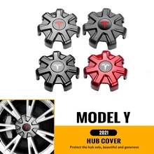 4PCS Upgraded Car Hubcaps Tire Center Caps Aero Wheels/Rims Cover Kits for Tesla Model Y Original Rim Wheel with T Logo 4 Color