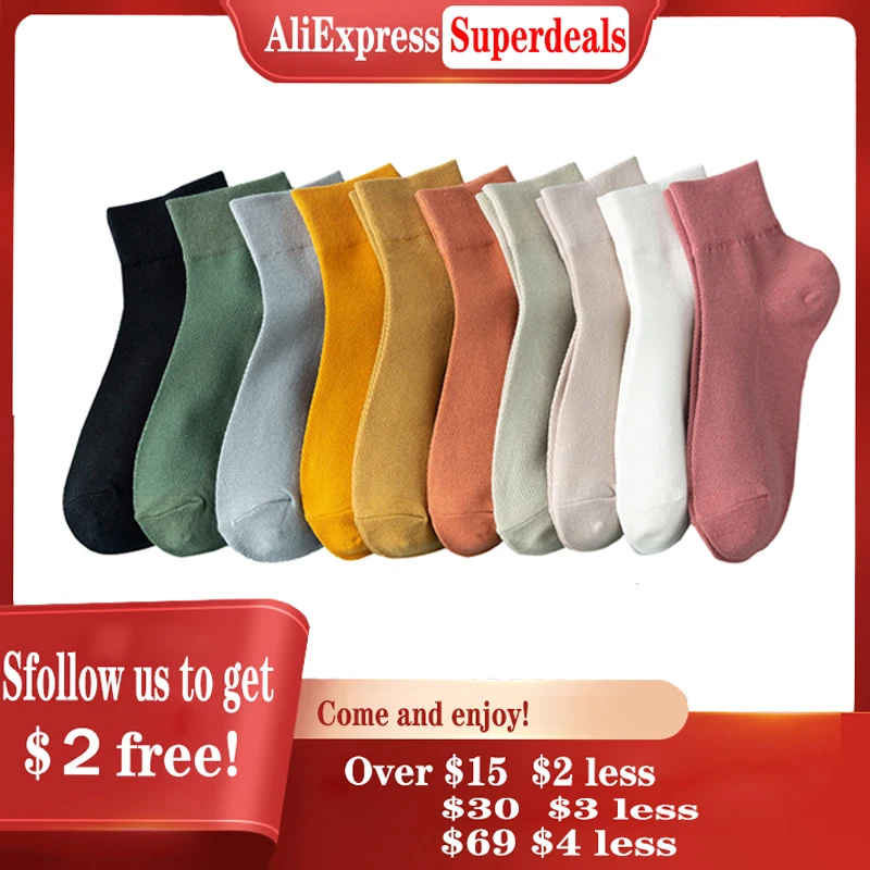 Ladies High Quality Cotton Socks Pure Color Simple Fashion Style Spring And Summer Breathable Comfortable Socks NEW Collocation