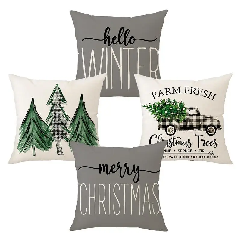 

Рождественские наволочки 18x18 дюймов, наволочки, рождественские моющиеся рождественские Подушки, декоративные рождественские фермерские украшения