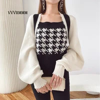 wool tops fashion 2022 new items paired clothes for women aesthetic two fake square necks pullover womens sweater ugly traf y2k