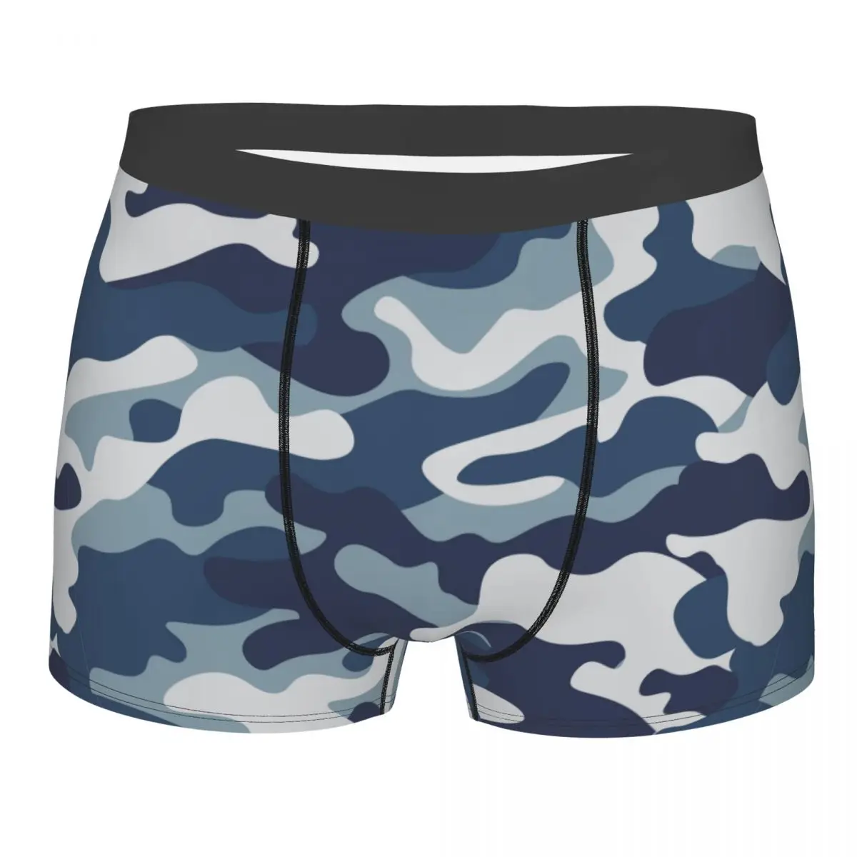 

Blue Camouflage Camo Men Underwear Modern Art Boxer Shorts Panties Printed Soft Underpants for Homme Plus Size