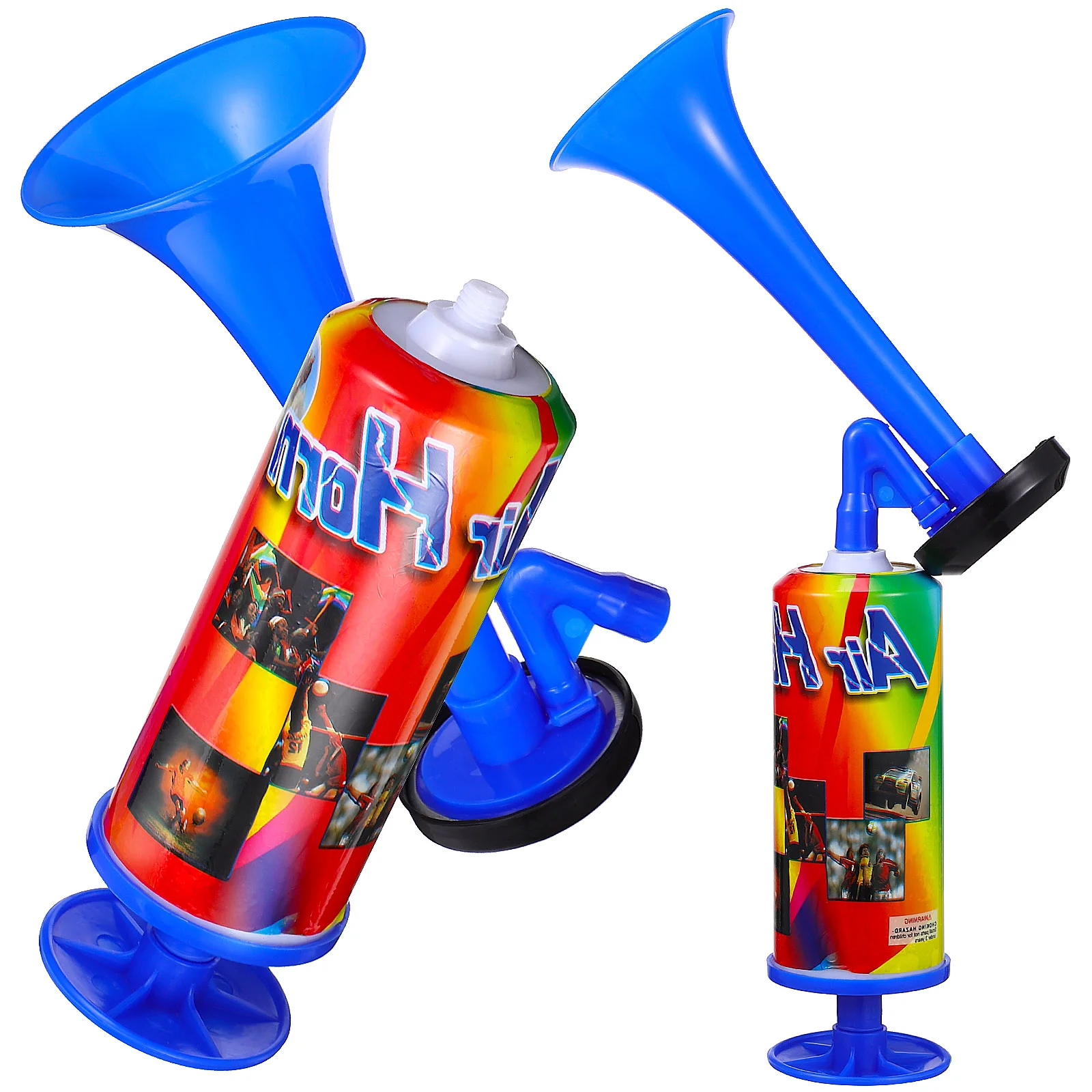 

2 Pcs Toy Hand Push Pump Trumpet Cheering Props Air Horn Soccer Party Favors Fans Plaything