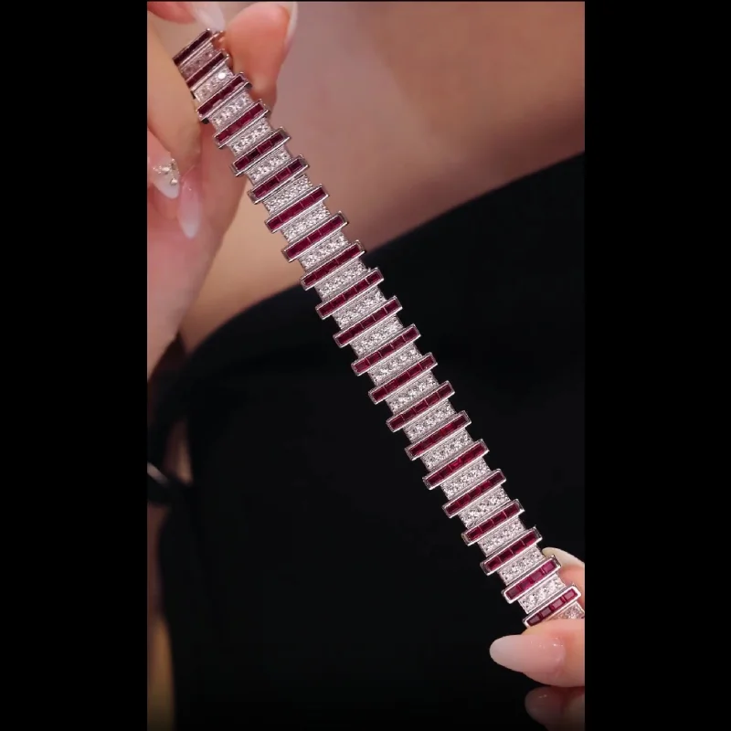 XCL Bellux серебряный браслет с красными и белыми кубическими циркониями