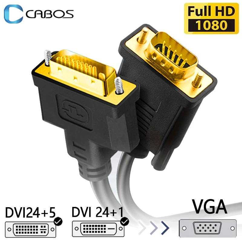 Full HD 1080P DVI to VGA 24+5 24+1 Pin DVI Male to VGA Male Adapter Cable Converter For Laptop Monitor PC Computer Monitor