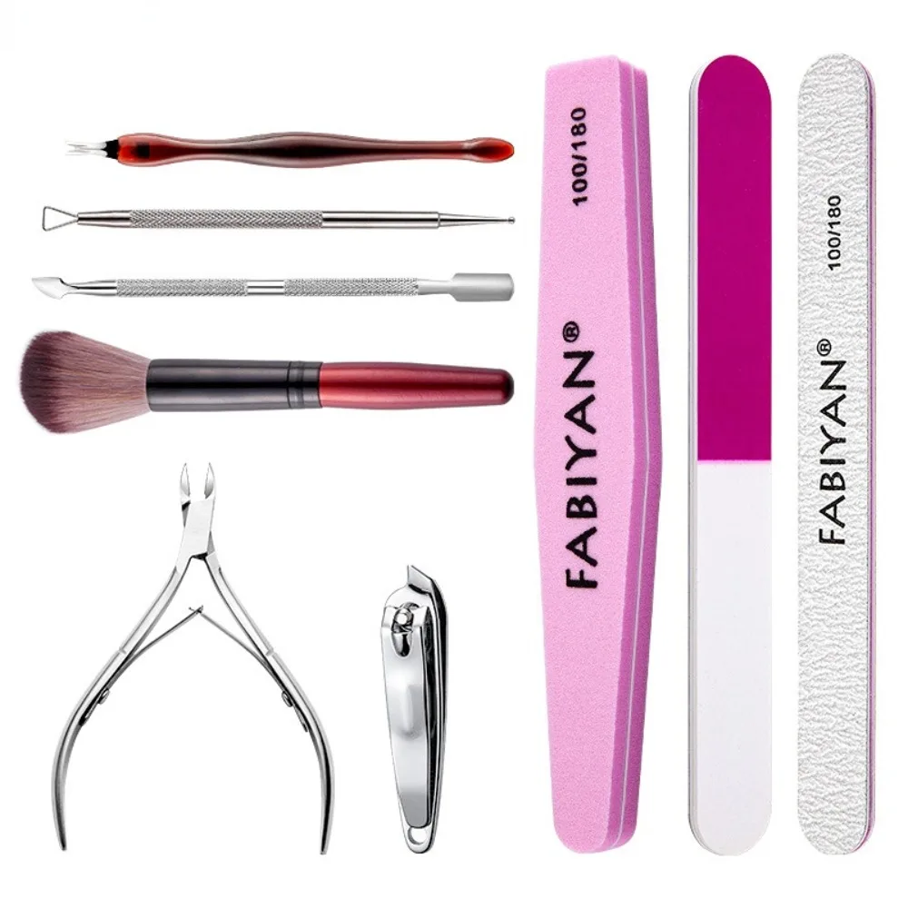 

Nail Brush Cuticle Pusher Nail Accessories Nail File Polishing Dead Skin Scissors Stainless Steel Manicure Tools Set