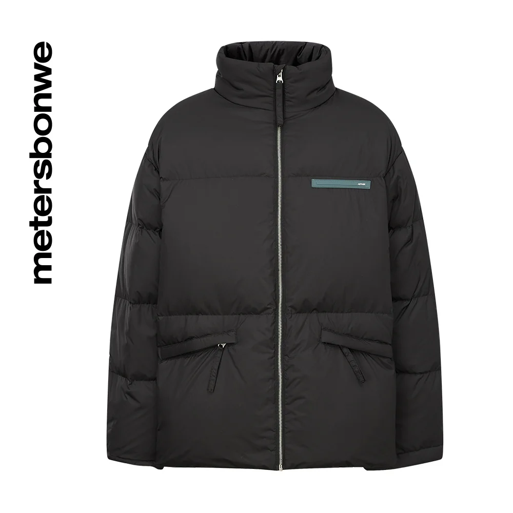 Metersbonwe Men's Plaid Stand Collar Short Down Jacket 90% Duck Down Thick Warm Wear Loose High Quality Winter Down Coats